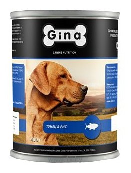 Фотографии Gina Тунец и рис. Консервы для собак (0.4 кг) 1 шт.