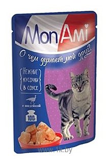 Фотографии MonAmi Кусочки в соусе для кошек Индейка (0.1 кг) 24 шт.