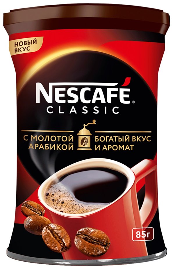 Фотографии Nescafe Classic растворимый c добавлением молотого кофе 85 г (банка)
