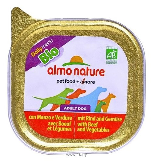 Фотографии Almo Nature DailyMenu Bio Pate Adult Dog Beef and Vegetables (0.1 кг) 1 шт.