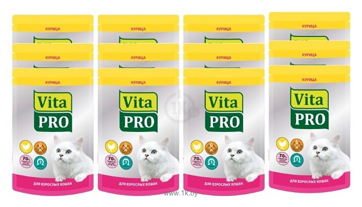 Фотографии Vita PRO (0.1 кг) 12 шт. Мясное меню для кошек (пауч), курица