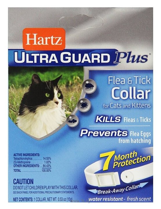 Фотографии Hartz ошейник от блох и клещей Ultra Guard Plus для кошек и котят 1шт. в уп.