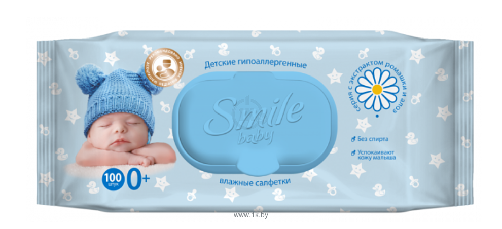 Фотографии Smile Baby с экстрактом ромашки и алоэ с витаминным комплексом с клапаном, 100 шт