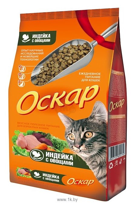 Фотографии Оскар Сухой корм для кошек Индейка с овощами (0.4 кг) 10 шт.