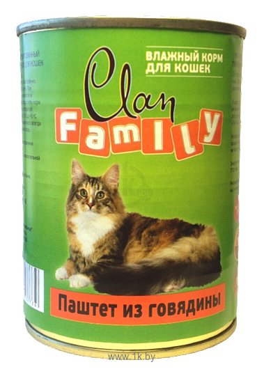 Фотографии CLAN Family Паштет из говядины для кошек (0.340 кг) 12 шт.