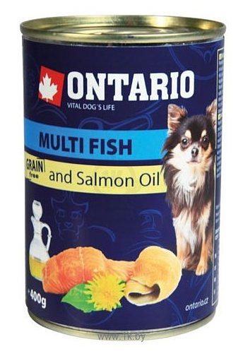 Фотографии Ontario (0.4 кг) 1 шт. Консервы Dog Multi Fish and Salmon oil