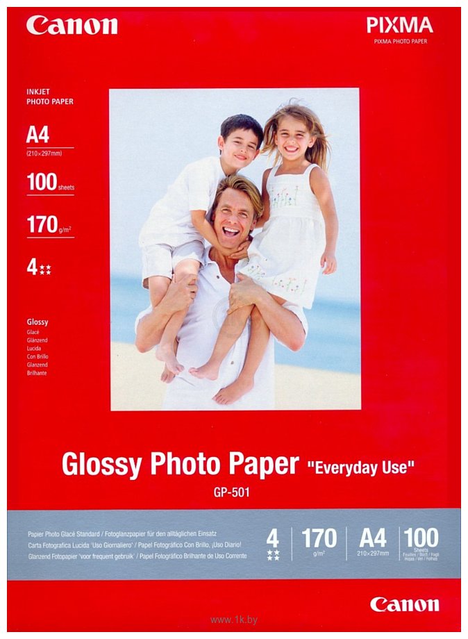 Фотографии Canon Photo Paper Everyday Use Glossy GP-501 A4 170 гм2 100 л