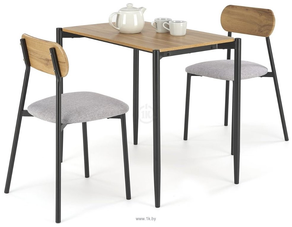 Фотографии Halmar Nando стол+ 2 стула (натуральный/черный/серый)