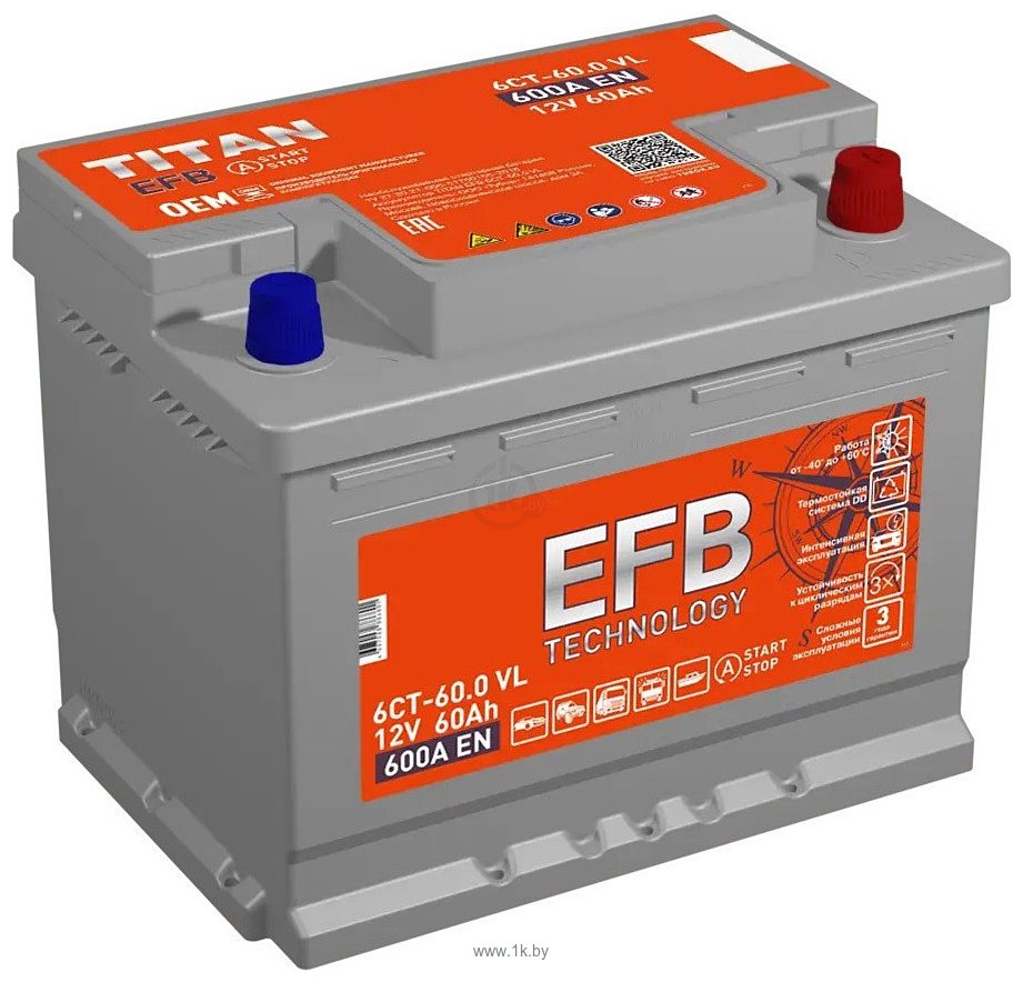 Фотографии Titan EFB R+ (60Ah)