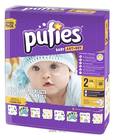 Фотографии Pufies Baby Art&Dry 2 Mini (3-6 кг) 80 шт.