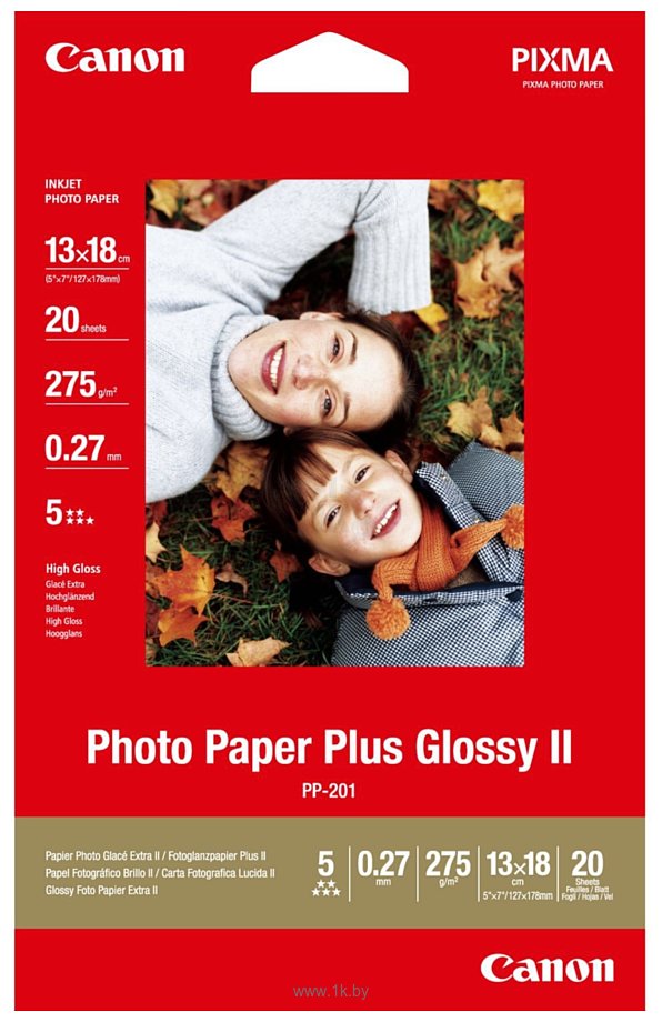 Фотографии Canon Photo Paper Plus Glossy II PP-201 13x18 275 г/м2 20 л 2311B018