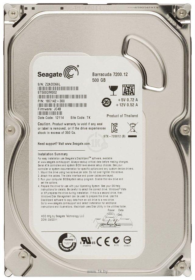 Фотографии Seagate Barracuda 7200.12 500GB ST500DM002 (восстановленный производителем)