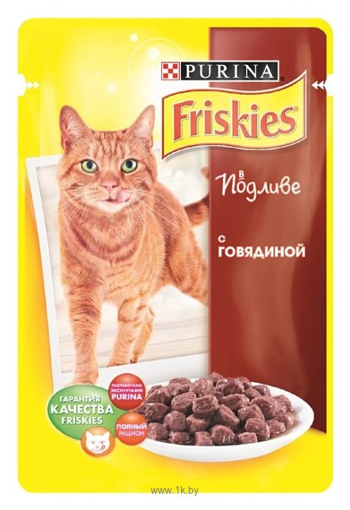 Фотографии Friskies Для взрослых кошек с говядиной в подливе (0.1 кг) 20 шт.