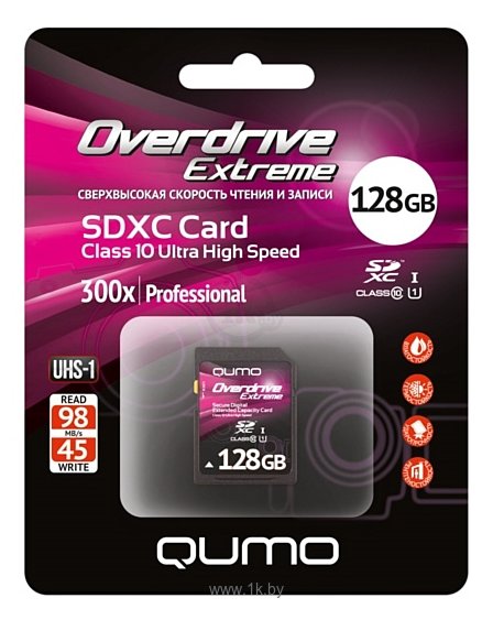 Фотографии Qumo Overdrive Extreme SDXC Class 10 UHS-I U1 128GB