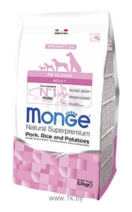 Фотографии Monge Speciality Line – Свинина, рис и картофель. Монобелковый рацион для собак (2.5 кг)