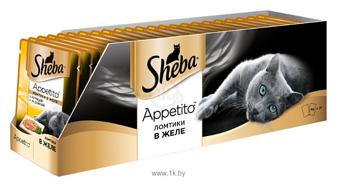 Фотографии Sheba Appetito ломтики в желе с курицей и индейкой (0.085 кг) 24 шт.