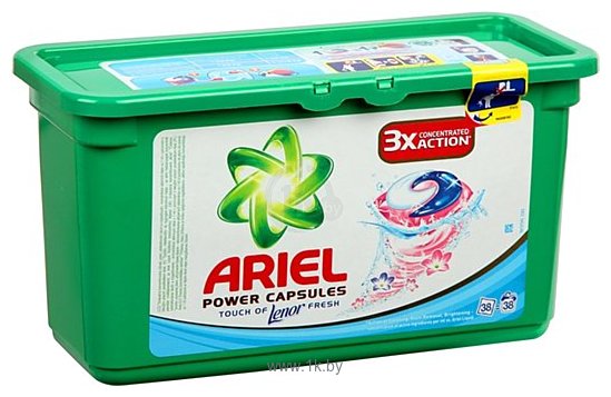 Фотографии Ariel Power Capsules 3x Action Touch of Lenor Fresh 38шт.