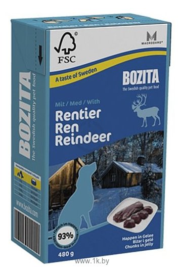 Фотографии Bozita Dog Reindeer (chunks in jelly) (0.48 кг) 16 шт.
