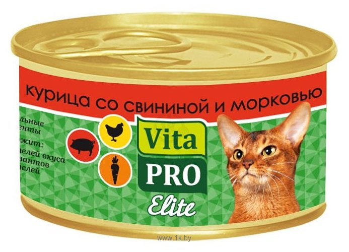 Фотографии Vita PRO Мясные и рыбные волокна Elite для кошек, курица со свининой и морковью (0.07 кг) 1 шт.