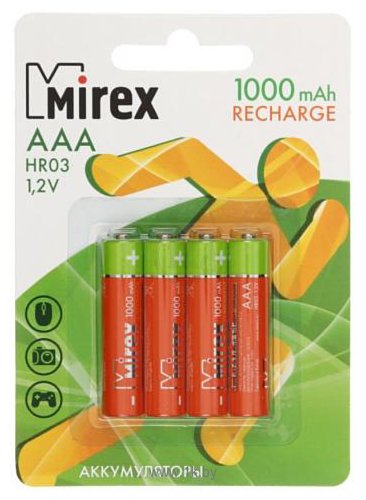 Фотографии Mirex HR03 AAA 1000mAh 4 шт. (HR03-10-E4)