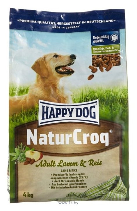 Фотографии Happy Dog (4 кг) NaturCroq Lamm&Reis для собак с чувствительным пищеварением на основе ягненка и риса