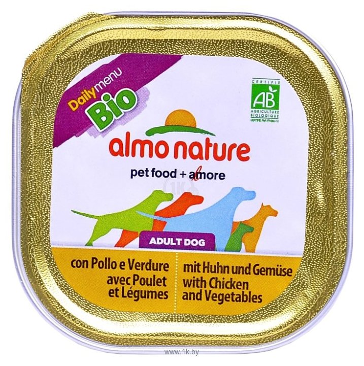Фотографии Almo Nature DailyMenu Bio Pate Adult Dog Chicken and Vegetables (0.1 кг) 1 шт.