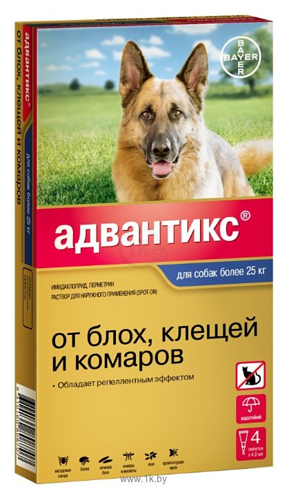 Фотографии Адвантикс (Bayer) Капли на холку для собак более 25 кг (4 пипетки)