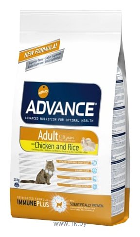 Фотографии Advance Cat Adult курица и рис (15 кг)