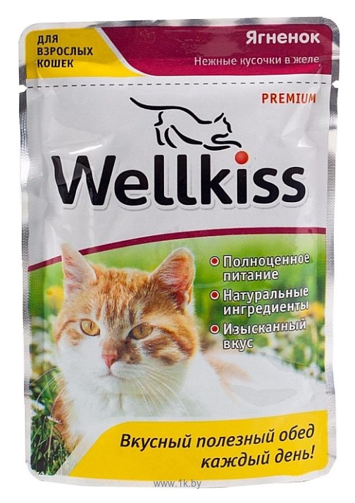 Фотографии Wellkiss Нежные кусочки ягненок в желе для кошек пауч (0.1 кг) 1 шт.