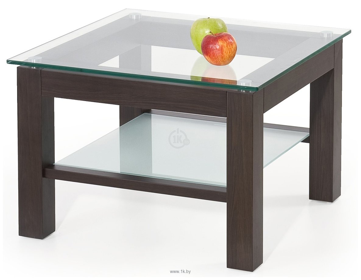 Diana h kwadrat, журнальный столик, Halmar, МДФ - белый (стекло, прозрачный)