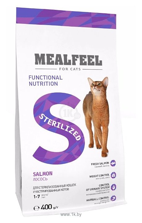 Фотографии MEALFEEL (0.4 кг) Sterilized с лососем для стерилизованных кошек и кастрированных котов сухой
