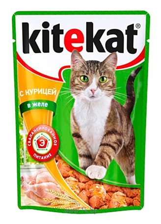 Фотографии Kitekat Сочные кусочки. С курицей в желе (0.085 кг) 1 шт.