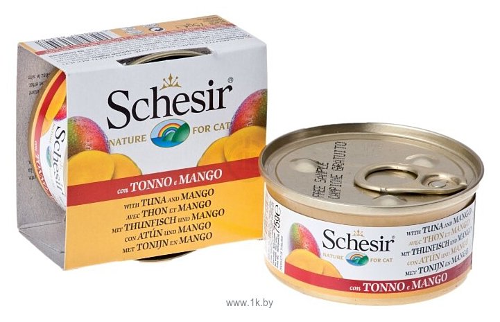 Фотографии Schesir (0.075 кг) 1 шт. С тунцом и манго для кошек