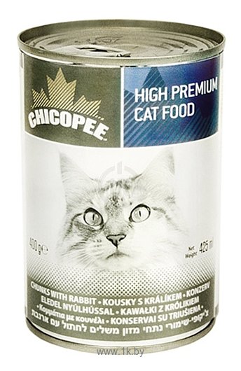 Фотографии Chicopee (0.4 кг) 1 шт. Консервы для кошек: мясные кусочки с кроликом
