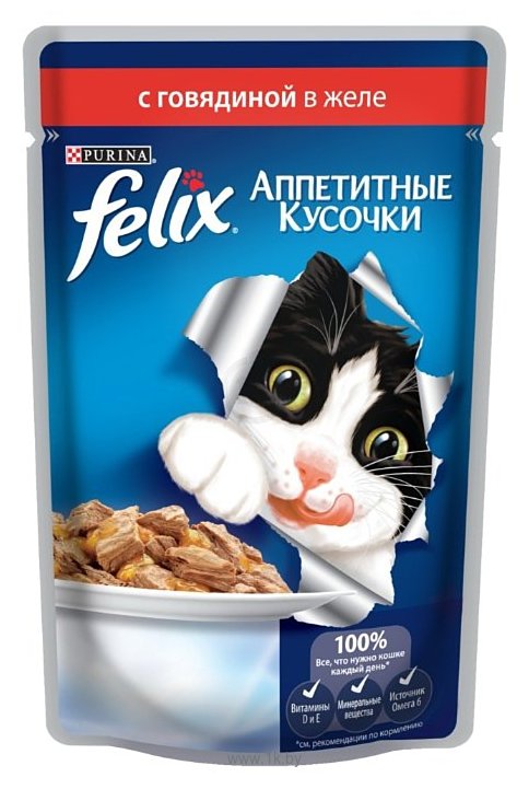 Фотографии Felix (0.085 кг) 24 шт. Аппетитные кусочки с Говядиной в желе
