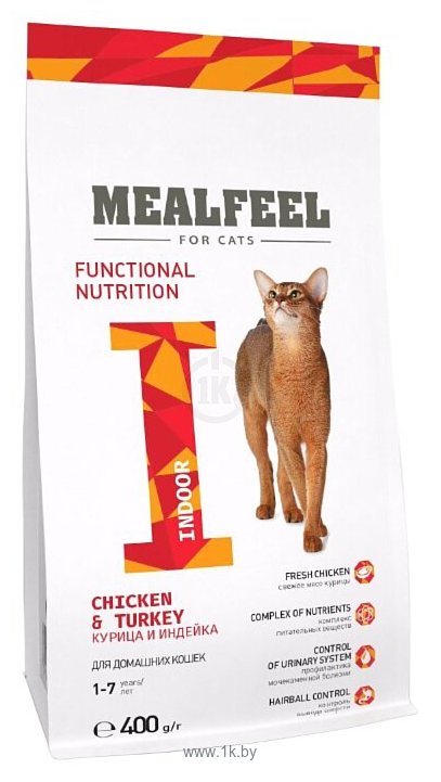 Фотографии MEALFEEL (0.4 кг) Indoor с курицей и индейкой для взрослых домашних кошек сухой