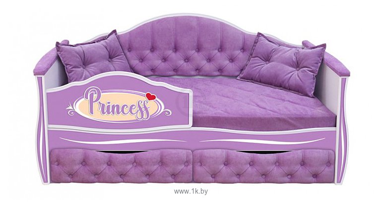 Фотографии Настоящая мебель Иллюзия 180x80 с доп спальным местом (вельвет, фиолетовый)