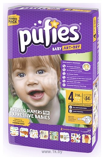 Фотографии Pufies Baby Art&Dry 4 Maxi (7-14 кг) 64 шт.