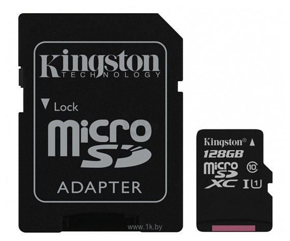 Фотографии Kingston Canvas Select microSDXC Class 10 UHS-I U1 128GB + SD adapter (SDCS/128GB)