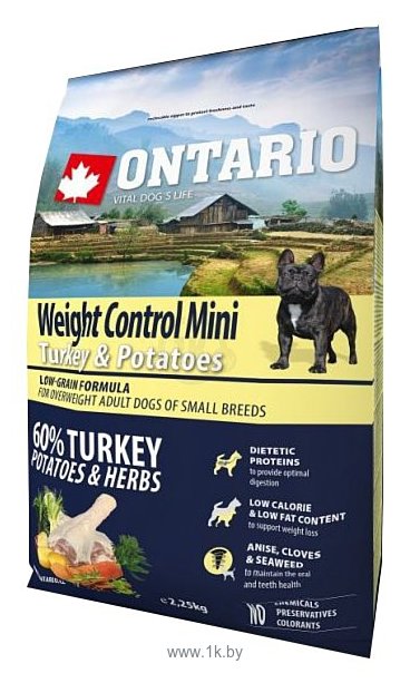Фотографии Ontario (2.25 кг) Weight Control Mini Turkey & Potatoes