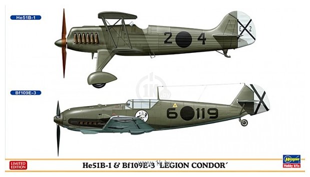 Фотографии Hasegawa He 51B-1 & Bf 109 E-3 Condor Legion Combo LE 1/72 02197