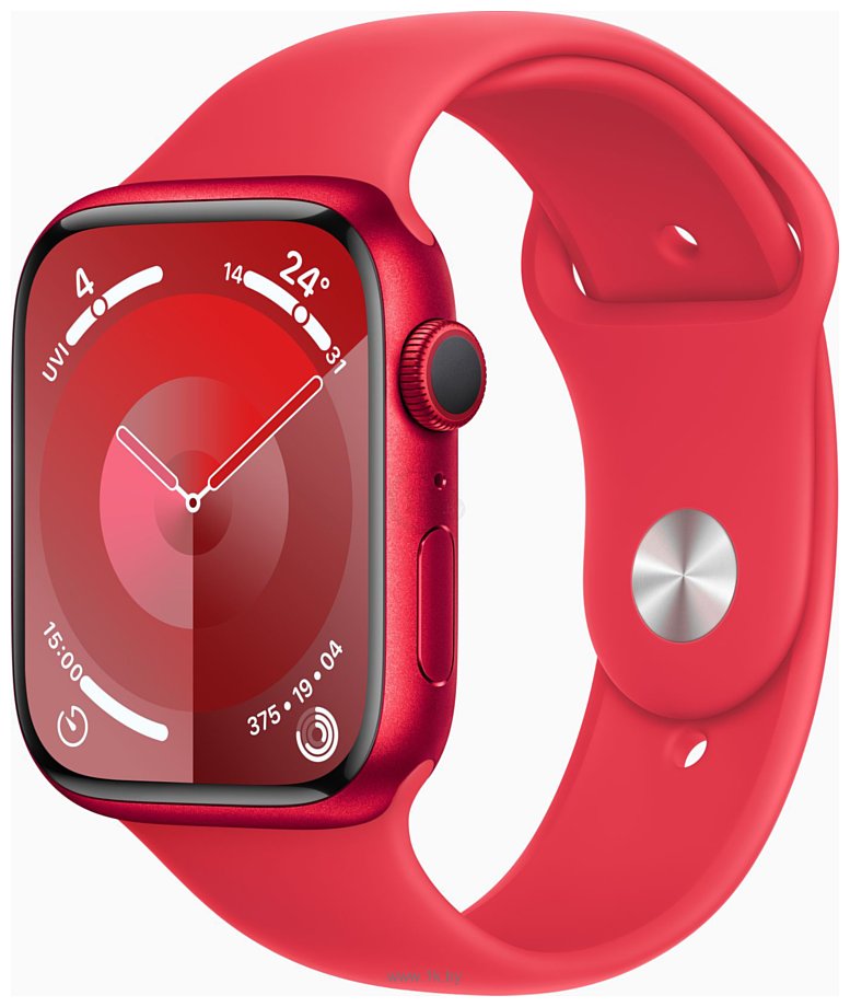 Фотографии Apple Watch Series 9 45 мм (алюминиевый корпус, красный/красный, спортивный силиконовый ремешок M/L)