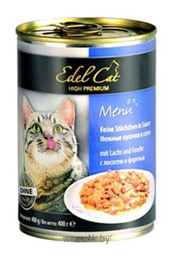 Фотографии Edel Cat Консервы с Лососем и Форелью в соусе (0.4 кг) 24 шт.