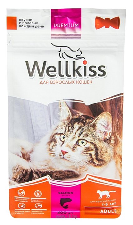 Фотографии Wellkiss (0.4 кг) Лосось для кошек пакет