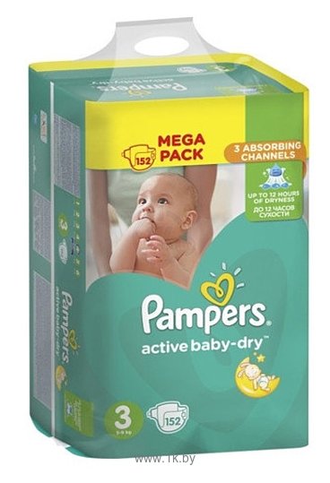 Фотографии Pampers Active Baby-Dry 3 Midi (152 шт.)