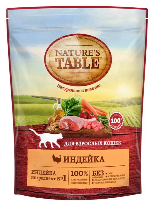 Фотографии Nature's Table (0.65 кг) 10 шт. Сухой корм для взрослых кошек — Индейка