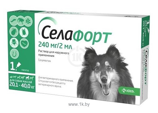 Фотографии KRKA Селафорт Капли от блох, клещей и власоедов 240 мг для собак массой 20.1-40 кг