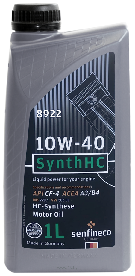 Фотографии Senfineco SynthHC 10W-40 API CF-4 ACEA A3/B4, 1л