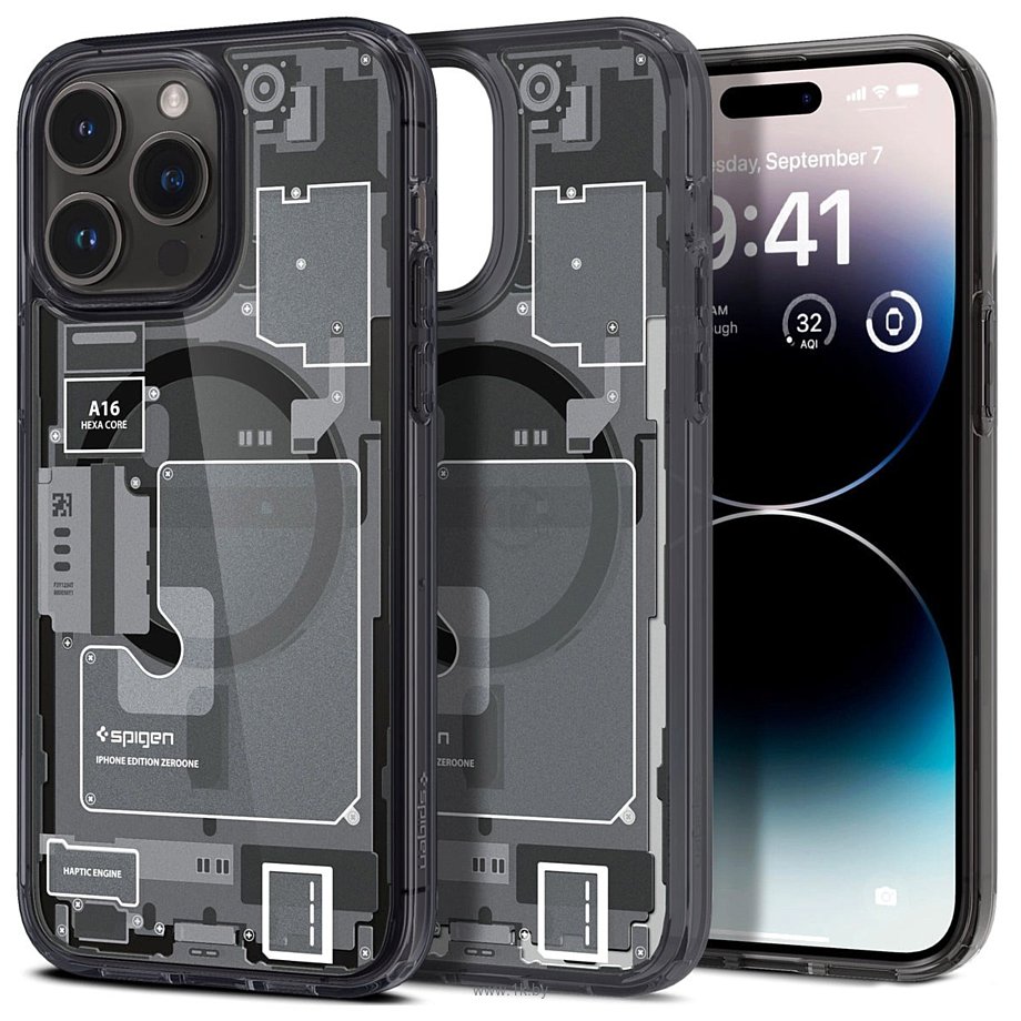 Фотографии Spigen Ultra Hybrid Zero One (MagFit) для iPhone 14 Pro Max ACS05539 (темно-серый)