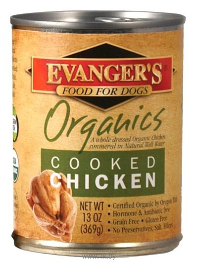 Фотографии Evanger's Organic Cooked Chicken консервы для собак (0.369 кг) 12 шт.